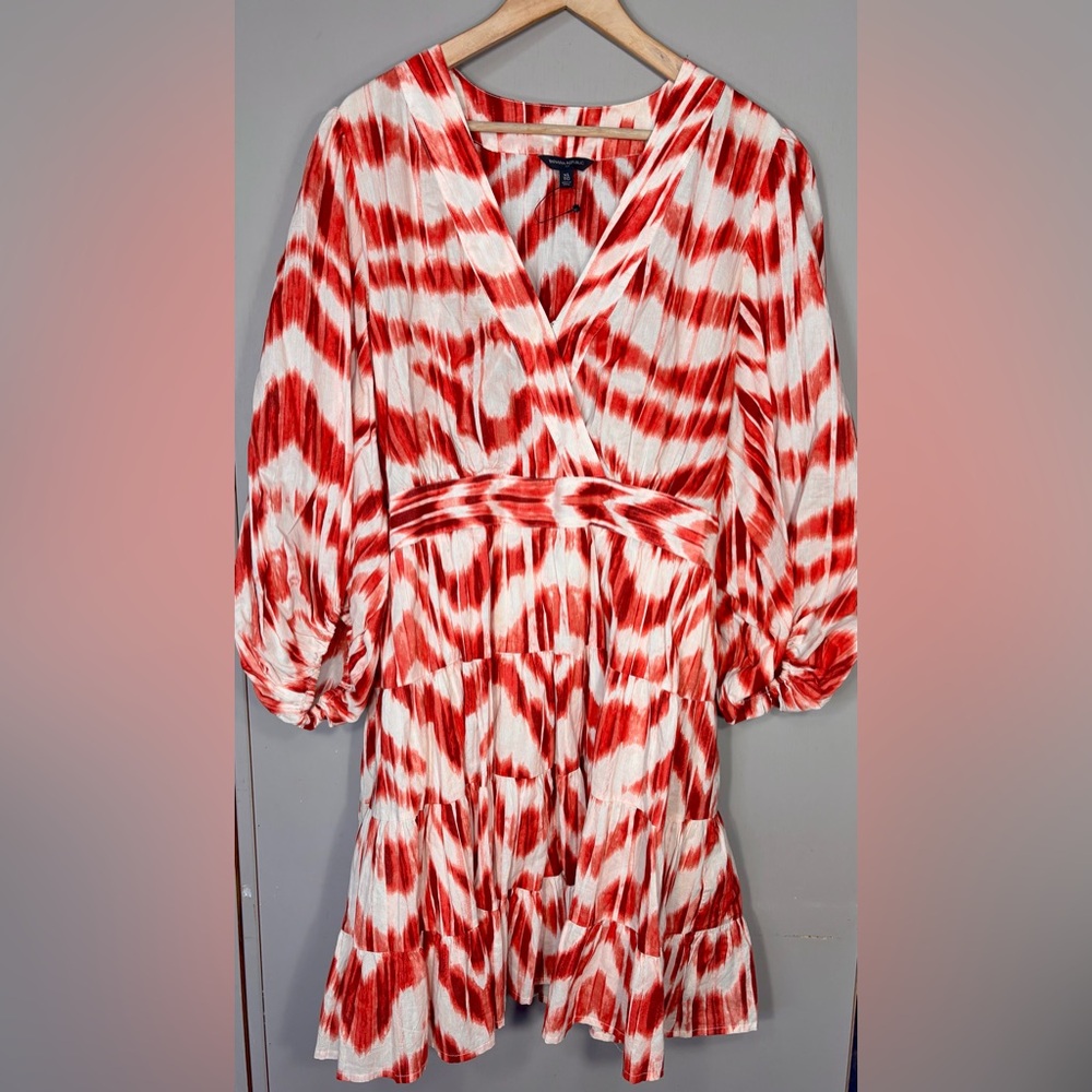 BANANA REPUBLIC FACTORY Red & White Mini Tiered Dress